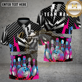 Maxcorners Bowling Shirt Colorful Pins Ball Design Multicolor Options Personalized Name, Team Name 3D Shirt (4 Colors)