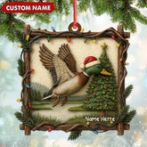 Maxcorners Personalized Flying Duck Christmas Ornament, Custom Name Hunting Gift for Outdoor Lovers LM0411