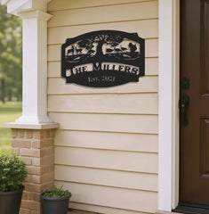 Maxcorners Personalized Hunting Metal Sign WITH LED/WITHOUT LED Light Deer Turkey Scene Custom Name Metal Wall Art Hunter Gift Rustic Cabin Decor LM0110