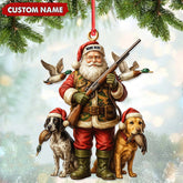 Maxcorners Personalized Santa Duck Hunter Ornament, Custom Name Christmas Gift for Hunting Lovers LM0411