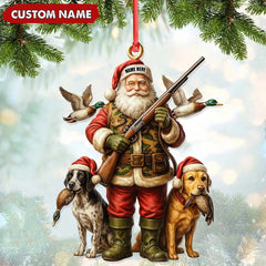 Maxcorners Personalized Santa Duck Hunter Ornament, Custom Name Christmas Gift for Hunting Lovers LM0411