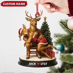 Maxcorners Personalized Acrylic Deer Couple Christmas Ornament - Romantic Holiday Decor for Couples & Wildlife Lovers LM0110