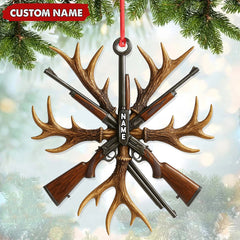 Maxcorners Custom Name Hunting Ornament, Antlers and Rifles Christmas Decor for Hunters
LM0411