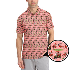Maxcorners Funny Pattern Golf Shirt, Flamingo Golf Shirt, Christmas Golf Shirt For Golfer
