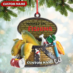 Maxcorners Custom Fishing Ornament - Personalized Hooked on Fishing Christmas Decoration LM0411