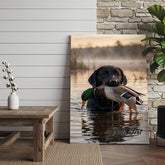 Maxcorners Duck Hunting Dog Retrieving Mallard In Water Personalized Name Canvas