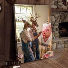 Maxcorners Deer Couple Painting Heart Art Studio Personalized Name Canvas