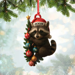 Maxcorners Personalized Raccoon Acrylic Christmas Ornament - Cute Holiday Gift - Perfect Gift for Kids & Animal Lovers LM0411