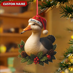 Maxcorners Personalized Funny Duck Smoking Acrylic Christmas Ornament - Custom Name Holiday Gift for Hunters & Outdoor Lovers LM0411