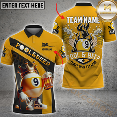 Maxcorners Billiard Beer Pool Customized Name, Team Name 3D Unisex Shirt