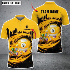 Maxcorners Billiards 9 Ball Paint Drop Personalized Name 3D Shirt