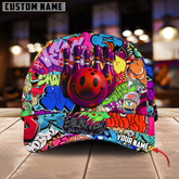 Maxcorners Bowling Graffiti Funny Smiley Multicolor Personalized Name 3D Cap