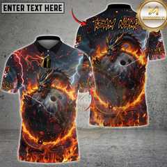 Maxcorners Bowling Fire Dragon & Bowling Ball Multicolor Customized Name, Team Name 3D Shirts