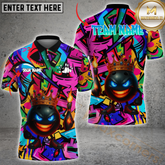 Maxcorners Bowling King Graffiti Multicolor Personalized 3D Shirt, Crowned Ball with Fire Pins Shirts