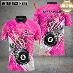 Maxcorners Billiard Ball 8 Lightning Flame Multicolor Option Customized Name, Team Name 3D Polo Shirt
