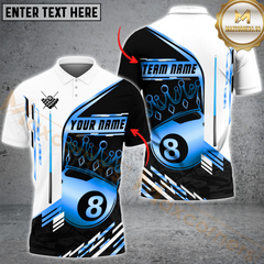 Maxcorners Billiard 8-Ball Pool Champion Golden Multicolor Customized Name, Team Name 3D Polo Shirt