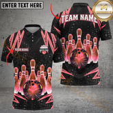 Maxcorners Bowling Electric Personalized Name Men And Women 3D Polo Shirt Custom Bowling Team Jersey (4 Colors)