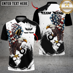 Maxcorners Billiards 8-Ball Pool Eagle Paint Personalized Name Shirt (4 Colors)