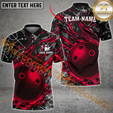 Maxcorners Ball Flame Vintage Bowling Jersey Multicolor Option Customized Name, Team Name 3D Polo Shir