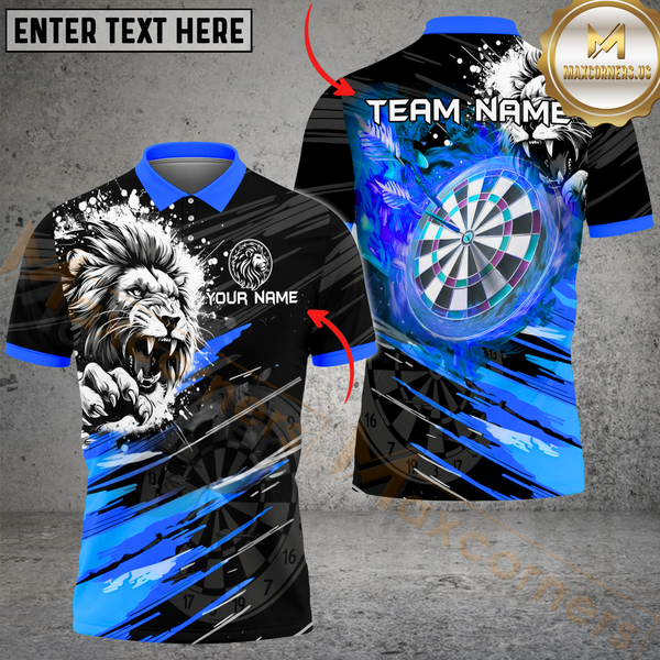 Maxcorners Darts Blazing Lion Multicolor Options Personalized Name, Team Name 3D Shirt