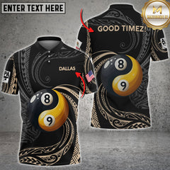 Maxcorners Billiard Rolling Tribal Pattern Personalized Name, Team Name 3D Shirt For Ahmed