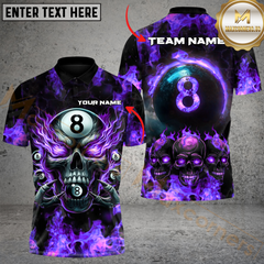 Maxcorners Billiard 8-Ball Pool Skull Fire Multicolor Personalized Name, Team Name 3D Unisex Shirt
