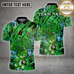 Maxcorners Billiard Shirt 8 Ball Purple Electric 420 Bear Design Multi Options Personalized Name, Team Name 3D Shirt