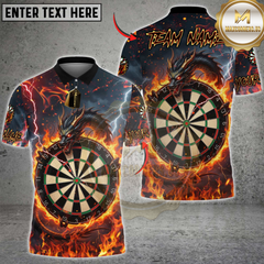 Maxcorners Darts Fire Dragon & Dartboard Multicolor Customized Name, Team Name 3D Shirts