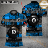Maxcorners Billiard Ball 8 Wall Break Multicolor Options Personalized Name, Team Name 3D Polo Shirt (4 Colors)
