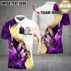 Maxcorners Golden Lightning Bowling Multicolor Customized Name, Team Name 3D Shirts