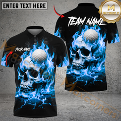 Maxcorners Savage Skull Golfer Polo Shirt Multicolor Customized Name, Team Name Shirts