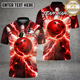 Maxcorners Bowling Red Power Strike Multicolor Options Personalized Name, Team Name 3D Shirt (4 Colors)