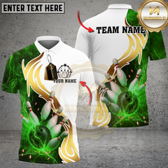 Maxcorners Golden Lightning Bowling Multicolor Customized Name, Team Name 3D Shirts
