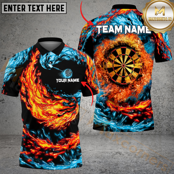Maxcorners Darts Double Flame Multicolor Options Personalized Name, Team Name 3D Shirt