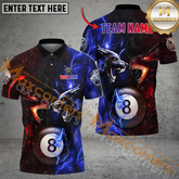 Maxcorners Billiard Ball 8 Dragon And Wolf Multicolor Options Personalized Name, Team Name 3D Polo Shirt (4 Colors)