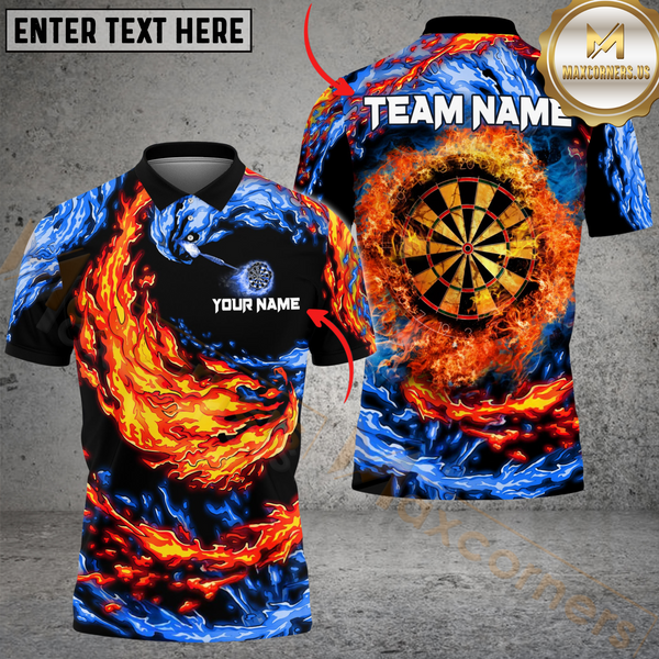 Maxcorners Darts Double Flame Multicolor Options Personalized Name, Team Name 3D Shirt