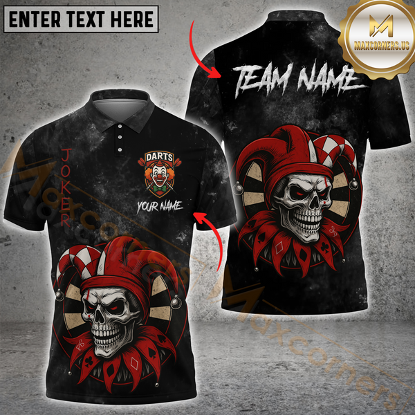 Maxcorners Joker Skull Darts Master Multicolor Personalized Name, Team Name 3D Shirt