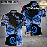 Maxcorners Billiard Ball 8 King Crown Golden Pattern Vintage Multicolor Options Personalized Name, Team Name 3D Polo Shirt