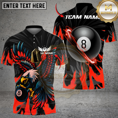 Maxcorners Billiards Ball 8 Eagle Flame Personalized Name Shirt (4 Colors)