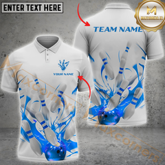 Maxcorners Strike Master Bowling Jersey Multicolor Option Customized Name, Team Name 3D Polo Shirt