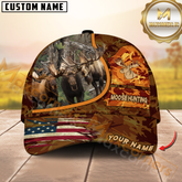 Maxcorners Moose Hunting Camo With American Flag Personalized Hat 3D Printed Multicolor | Orange