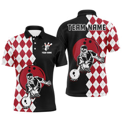 MaxCorners Skull Jersey Customized Name 3D Bowling Polo Shirt For Men