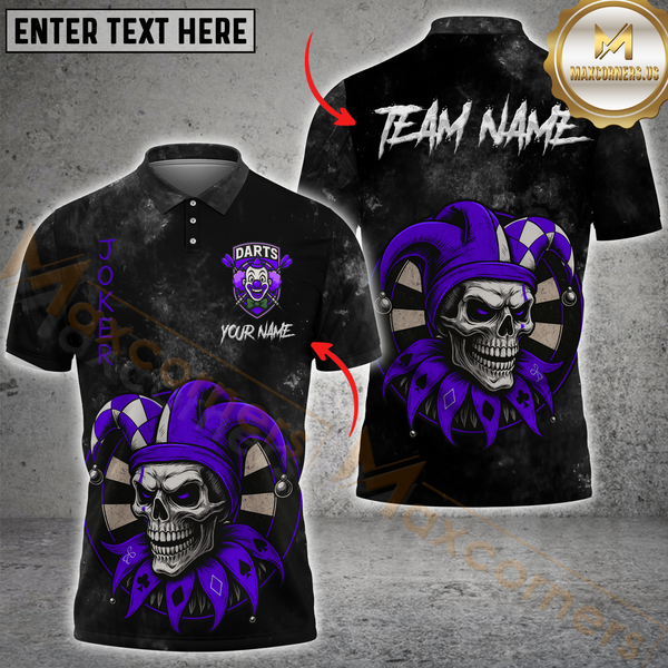 Maxcorners Joker Skull Darts Master Multicolor Personalized Name, Team Name 3D Shirt