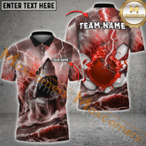Maxcorners Shark and Lightning Bowling Jersey Multicolor Option Customized Name, Team Name 3D Polo Shirt
