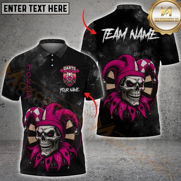 Maxcorners Joker Skull Darts Master Multicolor Personalized Name, Team Name 3D Shirt