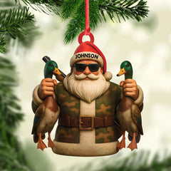 Maxcorners Personalized Duck Hunter Santa Acrylic Ornament - Funny Christmas Gift for Hunters - Custom Name Camo Decor LM0411