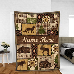 Maxcorners Personalized Hunting Cabin Life Fleece Blanket – Rustic Lodge Throw with Wildlife Design LM1611