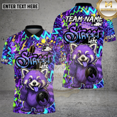 Maxcorners Street Life Raccoon Bowling Neon Splash Multioptions Personalized Name, Team Name Unisex 3D Shirt (4 Colors)