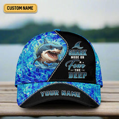 Maxcorners Shark Mode On Fear The Deep, Fishing Trucker Hat, Fishing Hook Hat, Fishing Cap For Men, Fishing Gifts For Dad