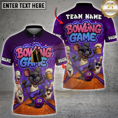 Maxcorners Cool Mouse Bowling Game Multicolor Customized Name, Team Name 3D Shirts